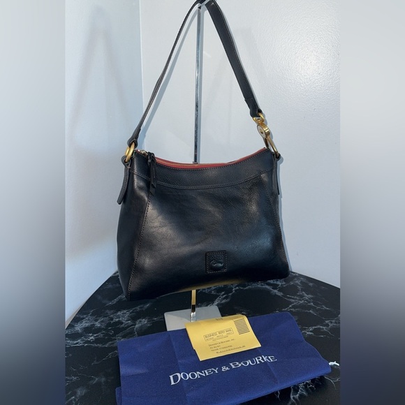 DOONEY & BOURKE Handbag Florentine Laurel Hobo Black Italian Leather AUTHENTIC - Picture 3 of 11